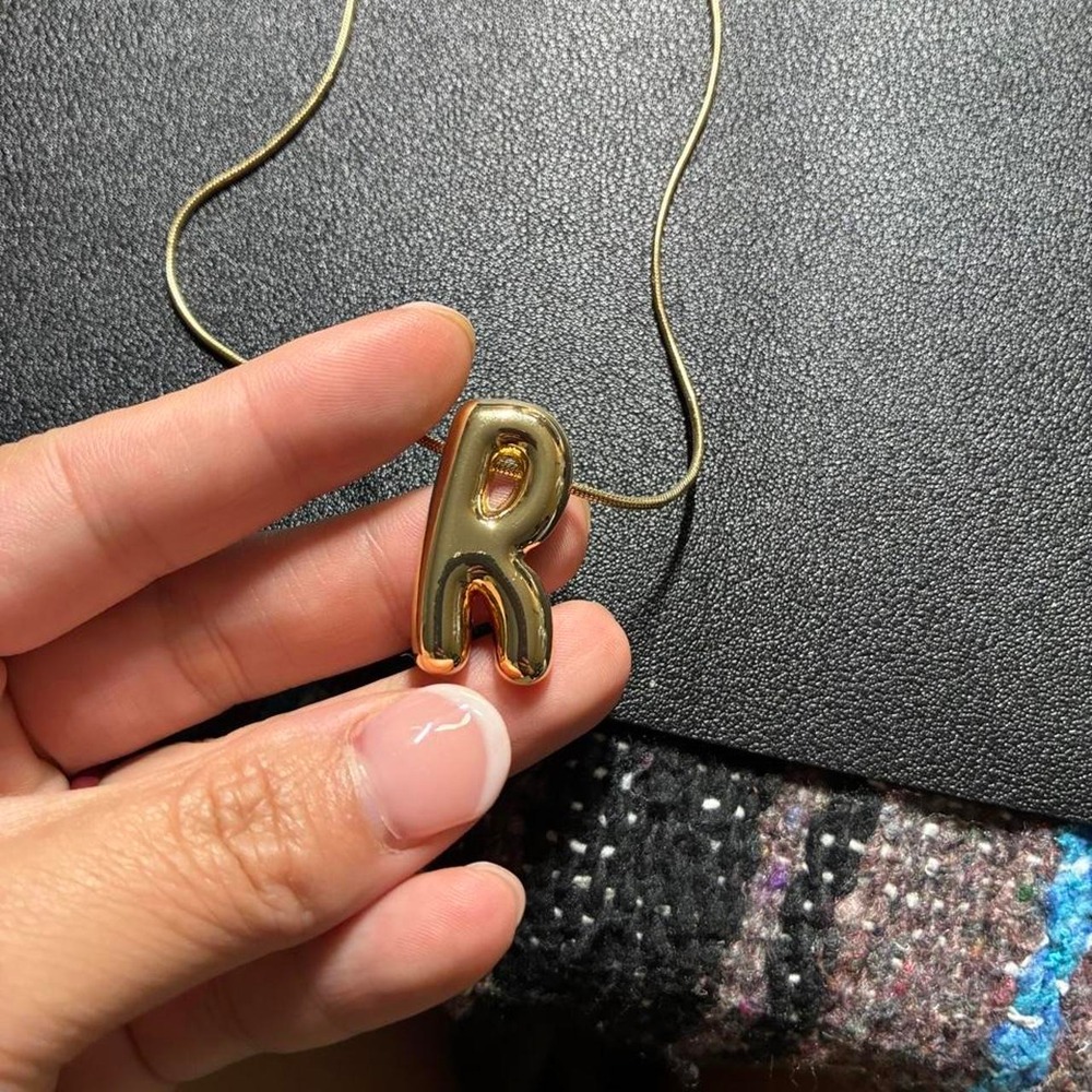 BaubleBar Gold R Necklace - Picture 2 of 3